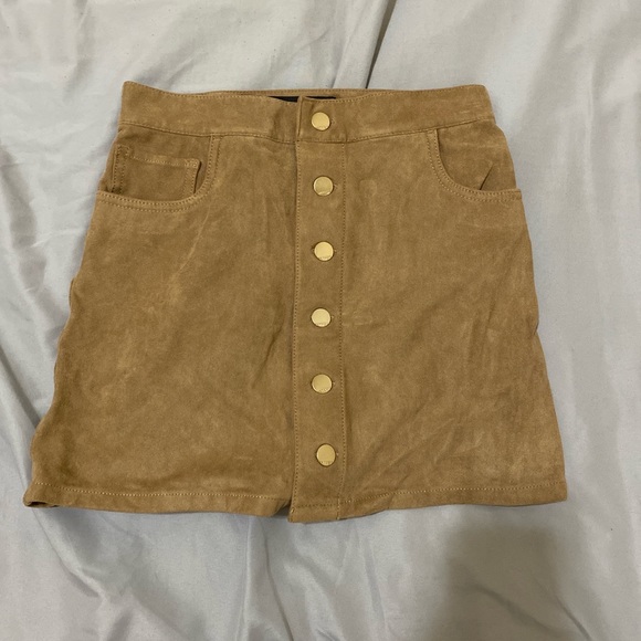 Express High Rise Soft Suede A-Line Button Up Skirt NWOT - Picture 1 of 4